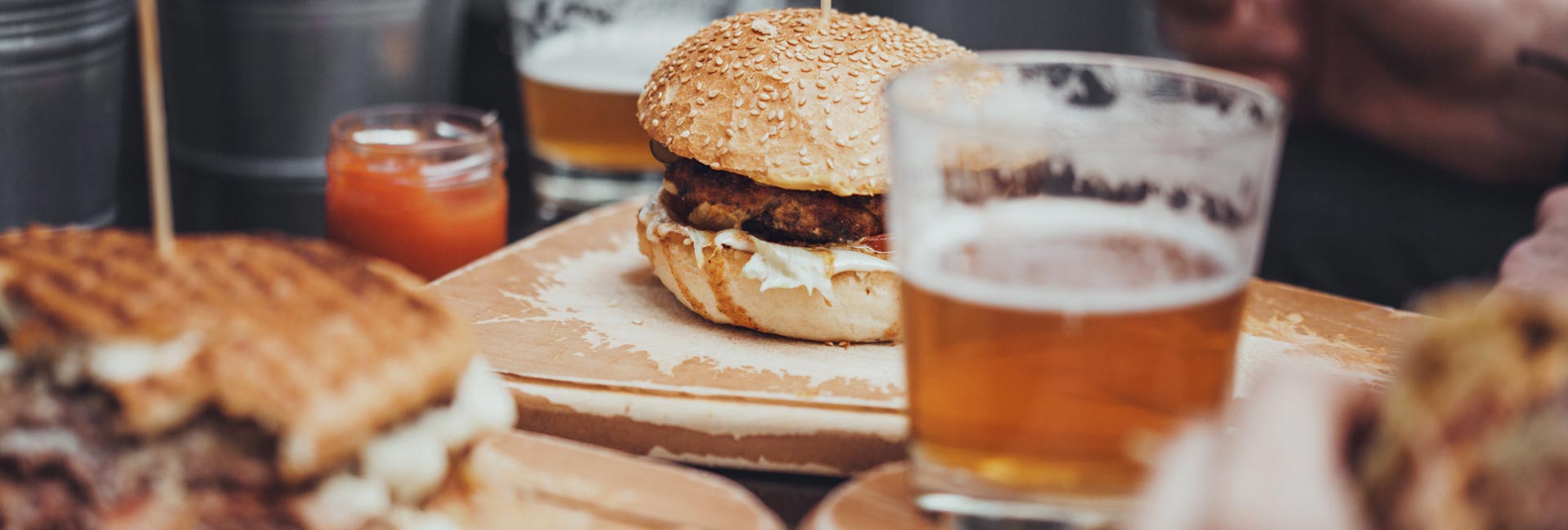 Burgers And Glass of Beer